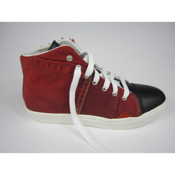 Deluxe handmade sneakers red and black leather